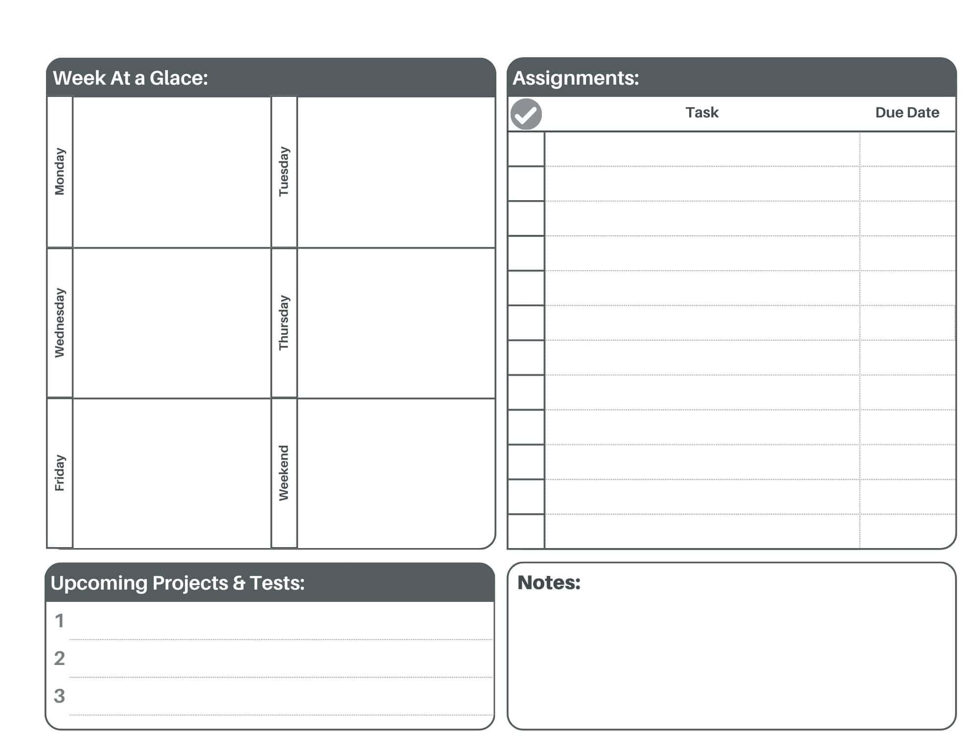 Free Printable Assignment Planner