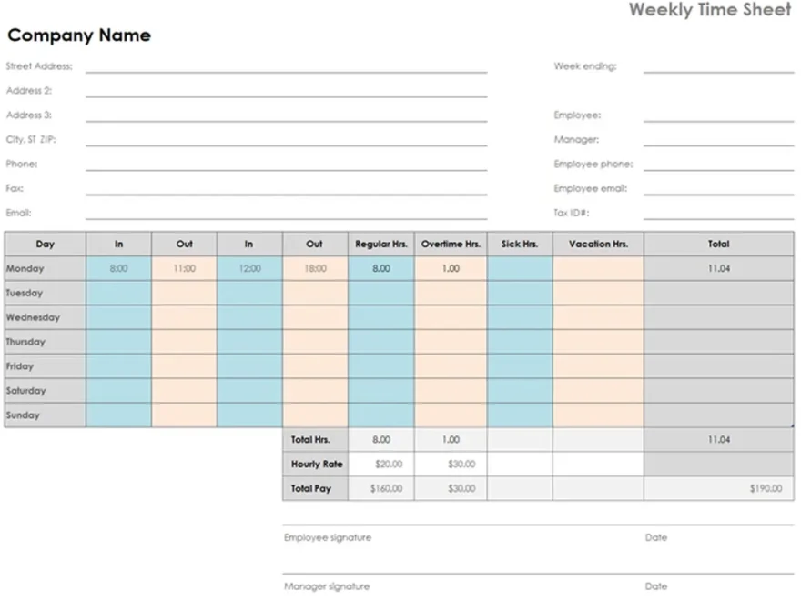 Free Timesheet Templates Microsoft Create