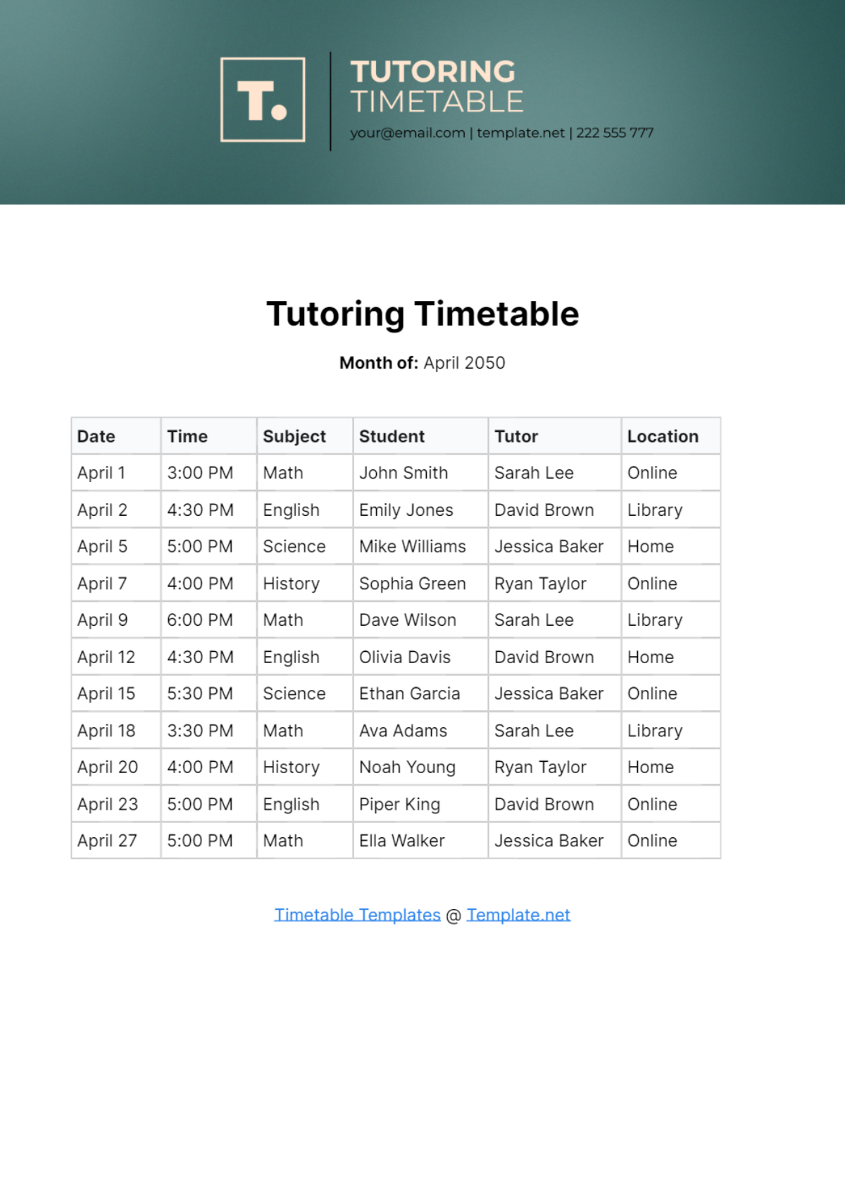 Free Printable Tutoring Time Sheets
