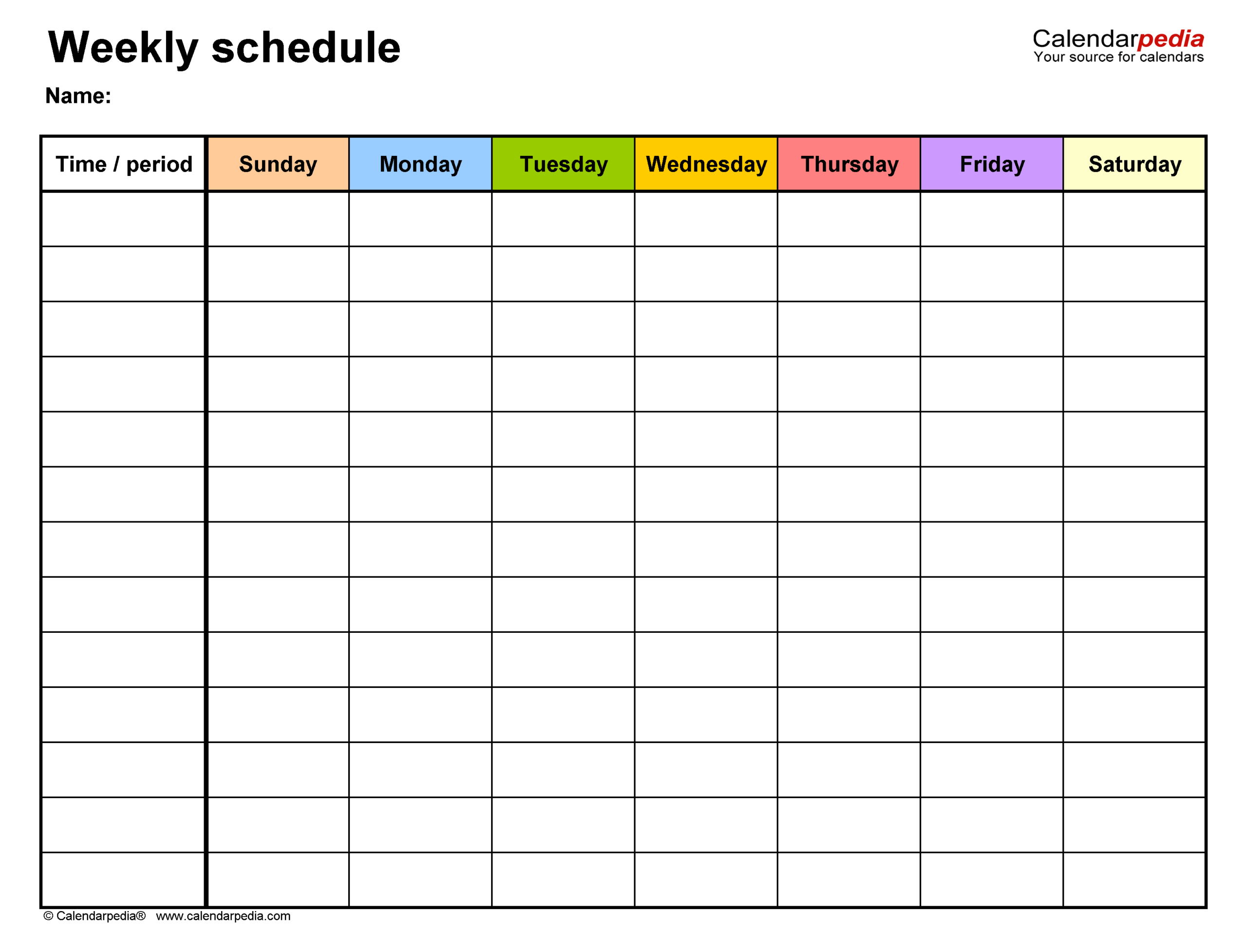 Schedule Templates Free Printable