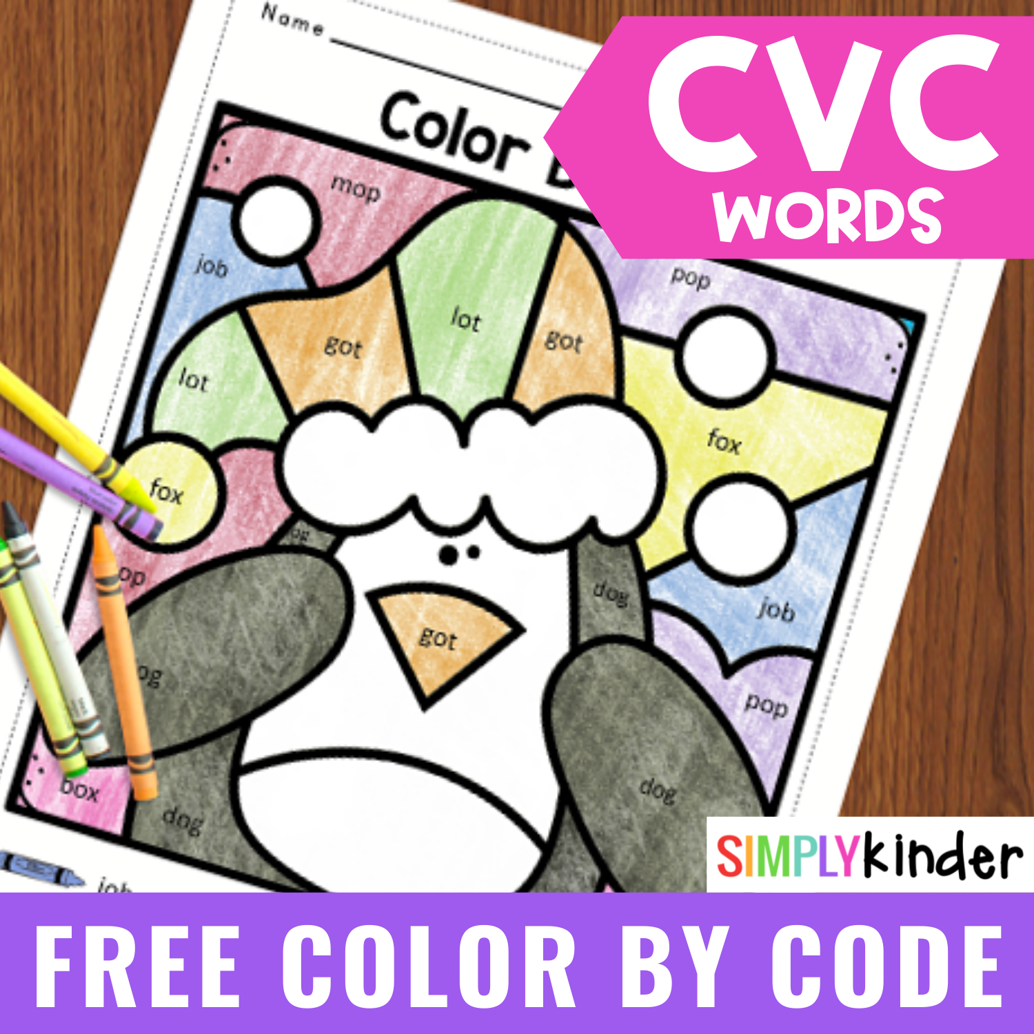 Free Printable Color Cvc Words Sheets