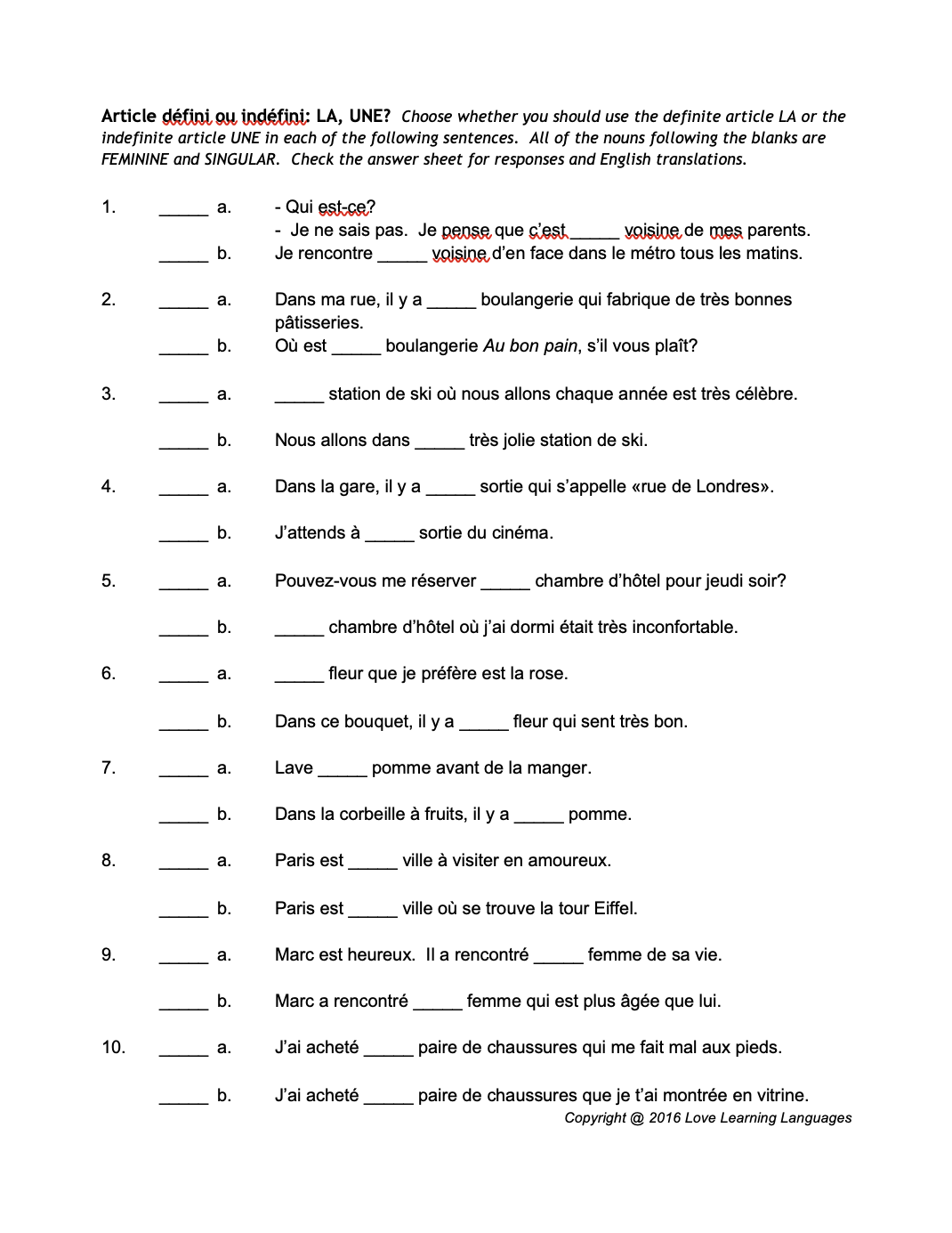 French Definite And Indefinite Articles Worksheets By Teach Simple