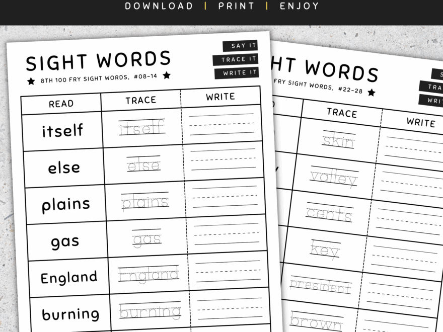 Fry Sight Words Read Trace Write Worksheets 701 800 SET 4 Made By Teachers