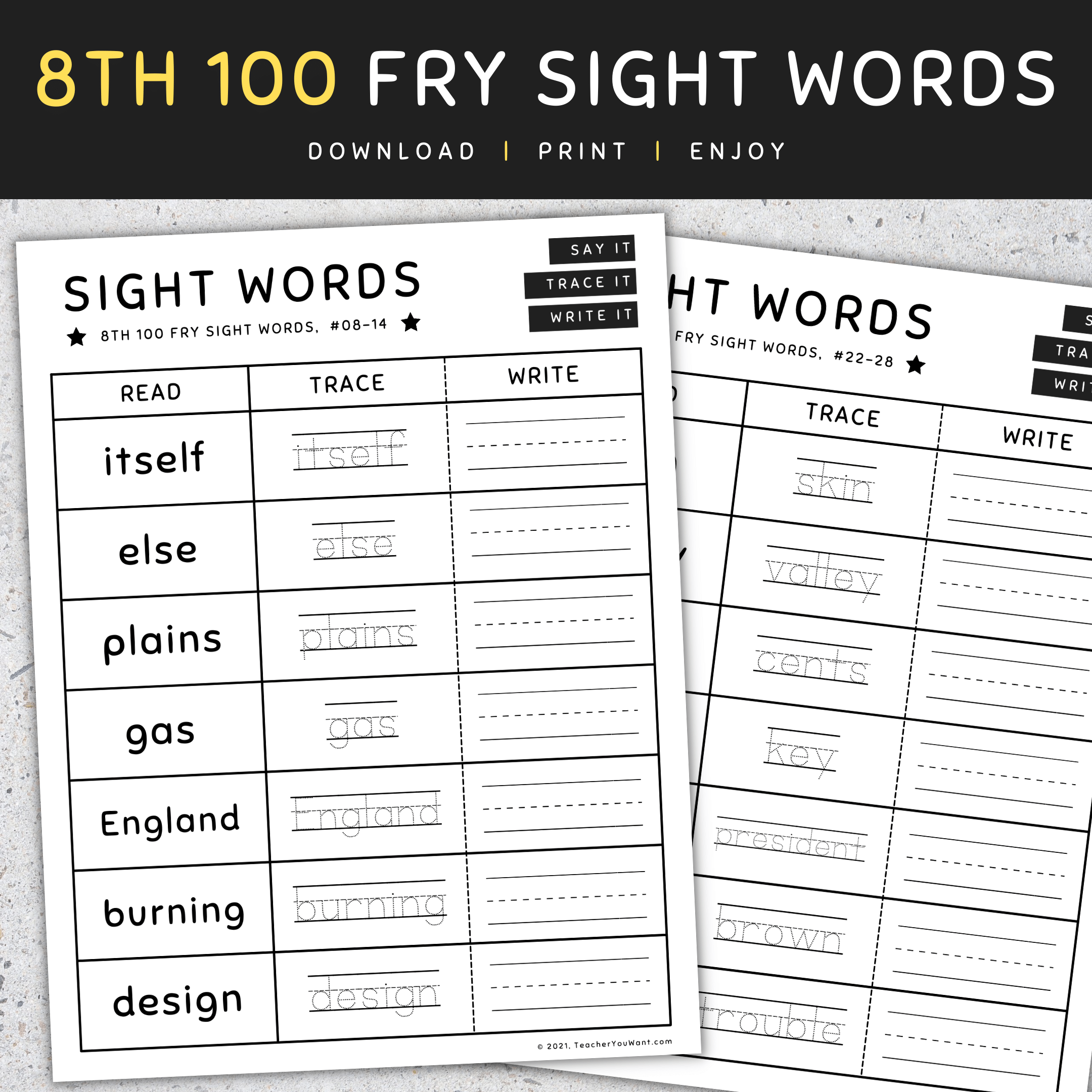 Fry Sight Words Read Trace Write Worksheets 701 800 SET 4 Made By Teachers