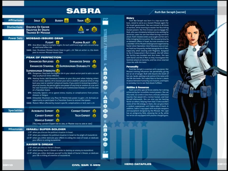 Fun Fact Sabra Has A Character Sheet In Marvel Heroic Roleplaying And Is Playable And Gets XP When You Talk About Genocide R marvelcirclejerk