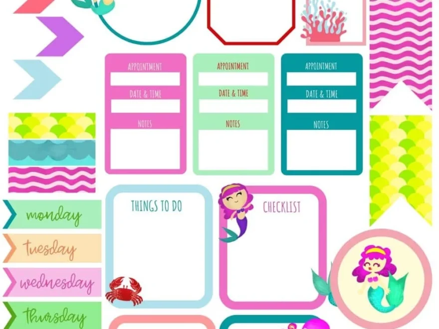 Fun Printable MERMAID STICKERS Easy Peasy Creative Ideas