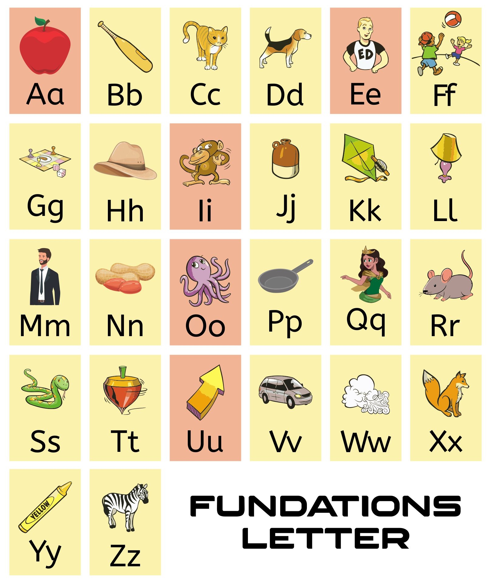 Fundations Printable Alphabet Chart
