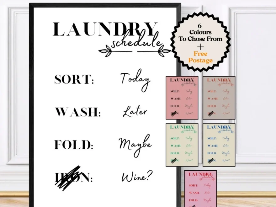 Funny Laundry Quote Print Funny Laundry Schedule Utility Room Prints Kitchen Decor Framed Prints Etsy