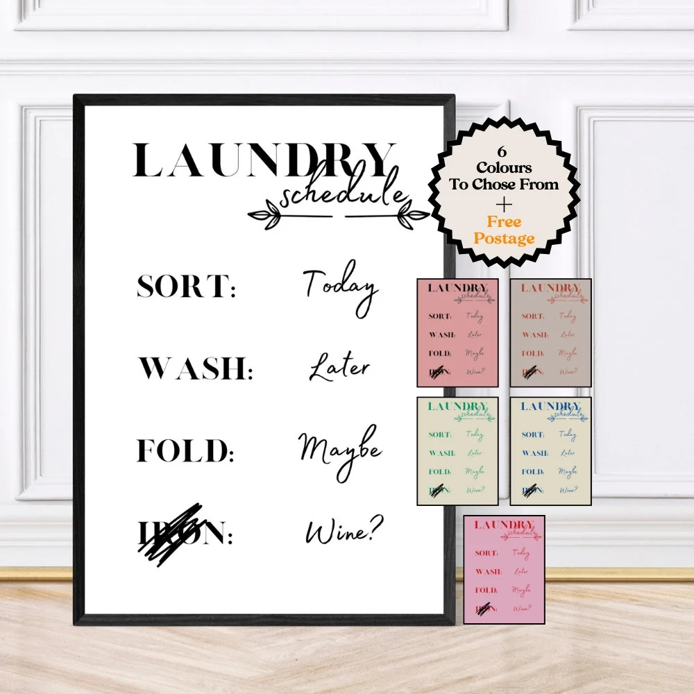 Funny Laundry Quote Print Funny Laundry Schedule Utility Room Prints Kitchen Decor Framed Prints Etsy