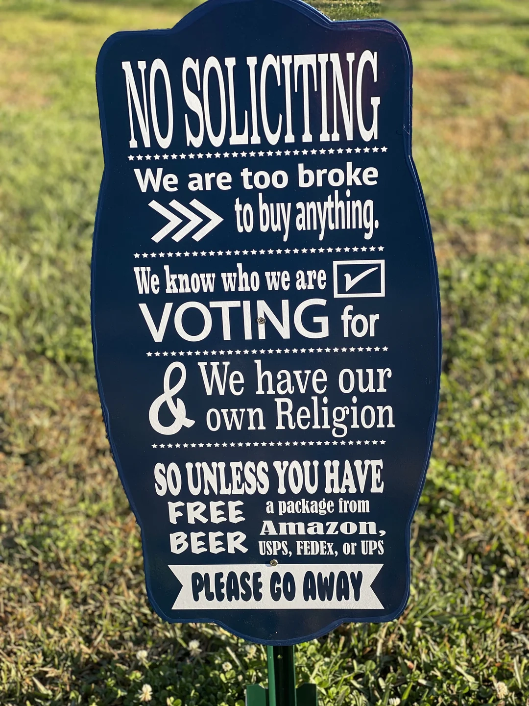 Funny NO SOLICITING Outdoor Yard Sign Hand Painted Decorative Lawn Art Yard Art Decor And More