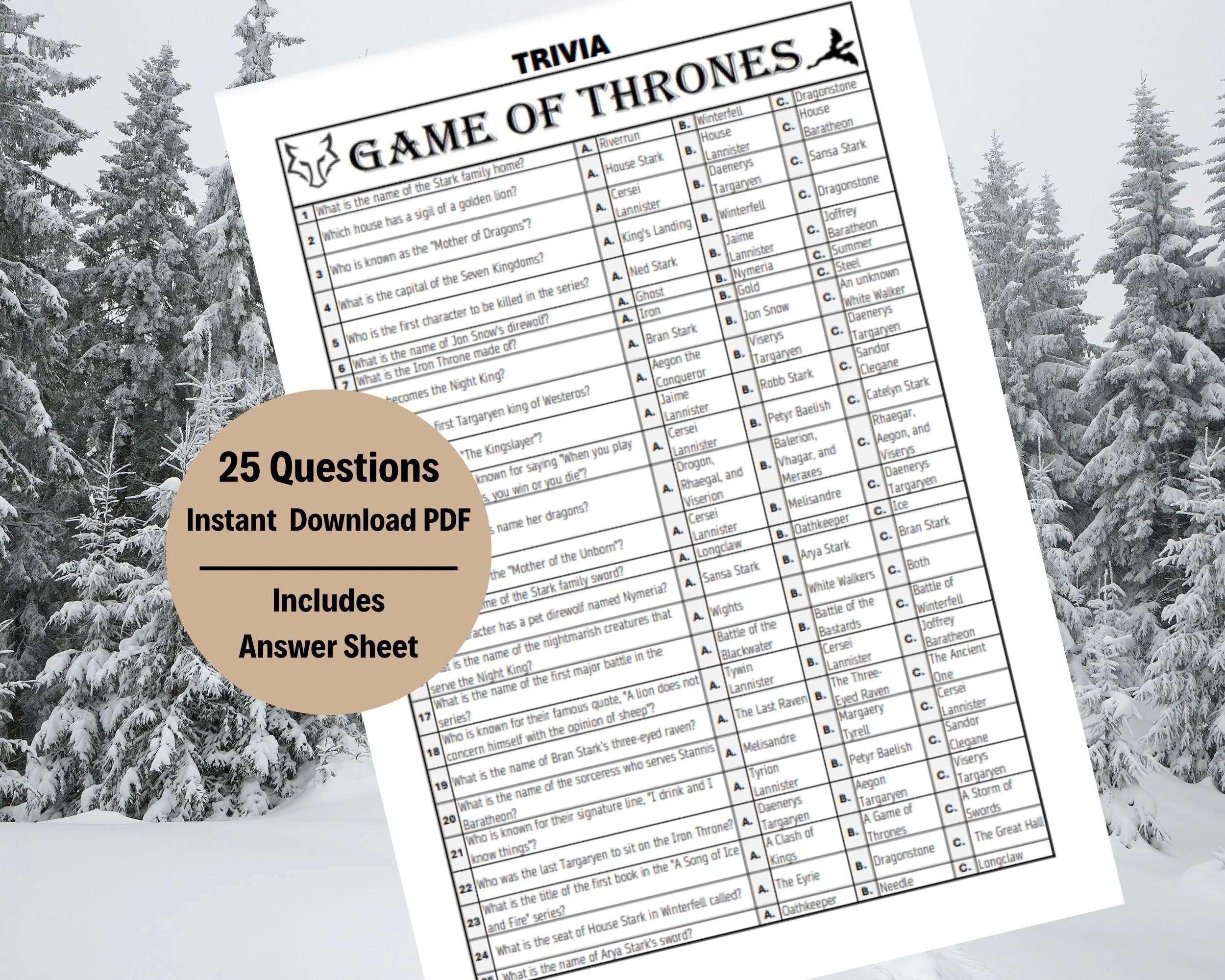 Game Of Thrones Game Game Thrones Trivia Trivia Games Game Of Thrones Got Trivia Quiz Games Trivia Game Trivia Questions Game Night Etsy