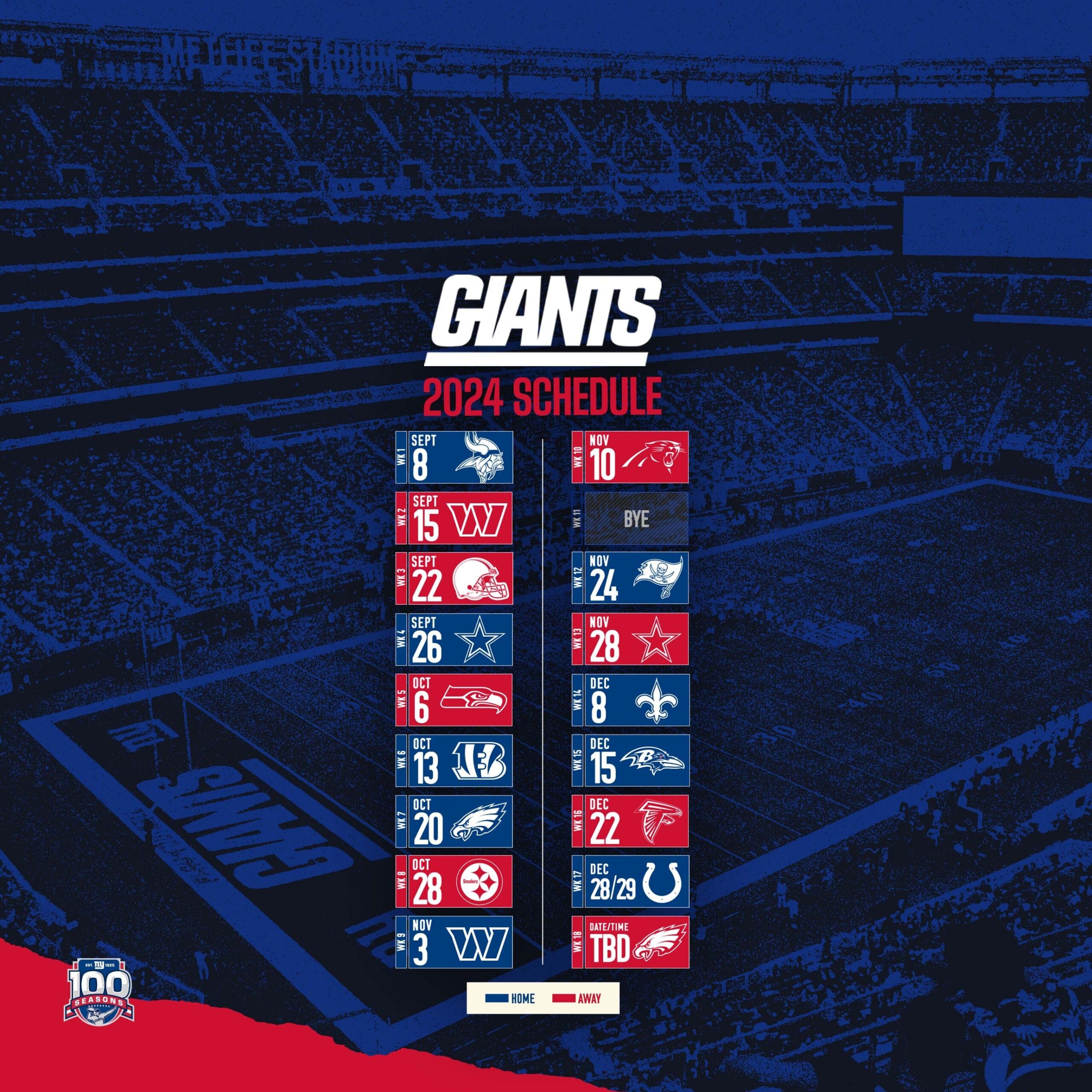 New York Giants Printable Schedule