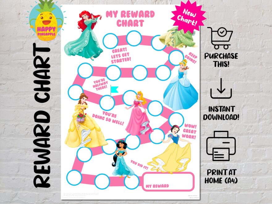 Girls Princess Reward Chart For Kids Chore Chart Behaviour Chart Worksheets Library