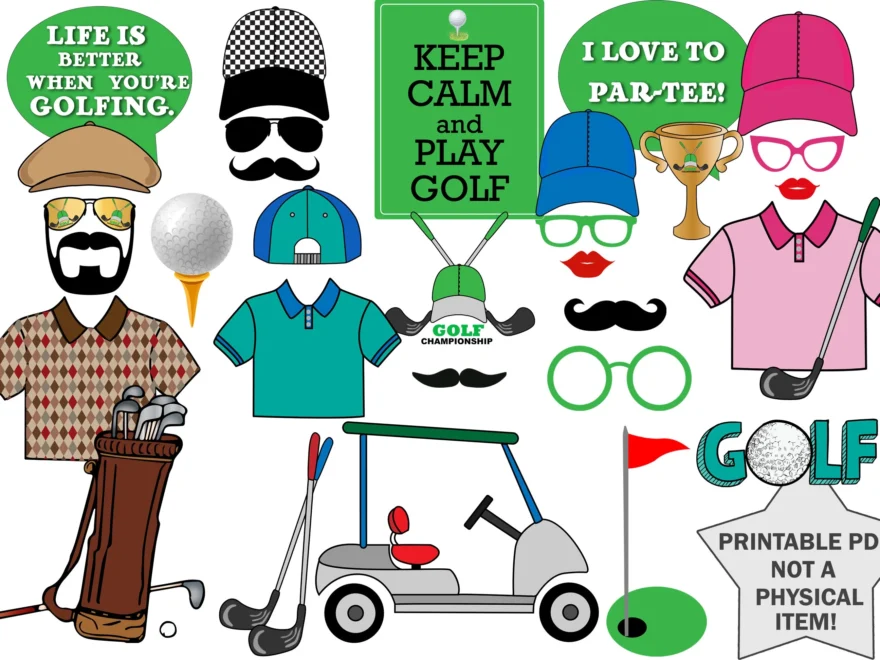 Golf Party Photo Booth Props Printable Golfing Costume digital Download Etsy