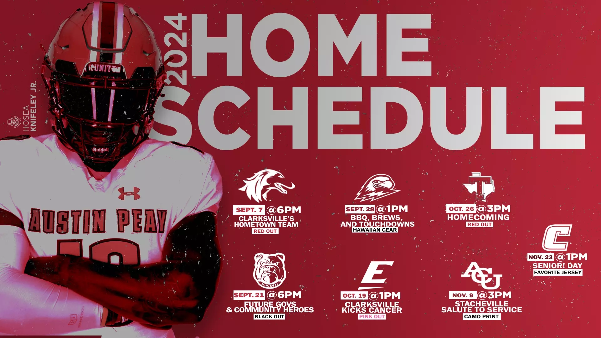Govs Announce Home Kickoff Times And Game Themes For 2024 Football Season Austin Peay State University Athletics