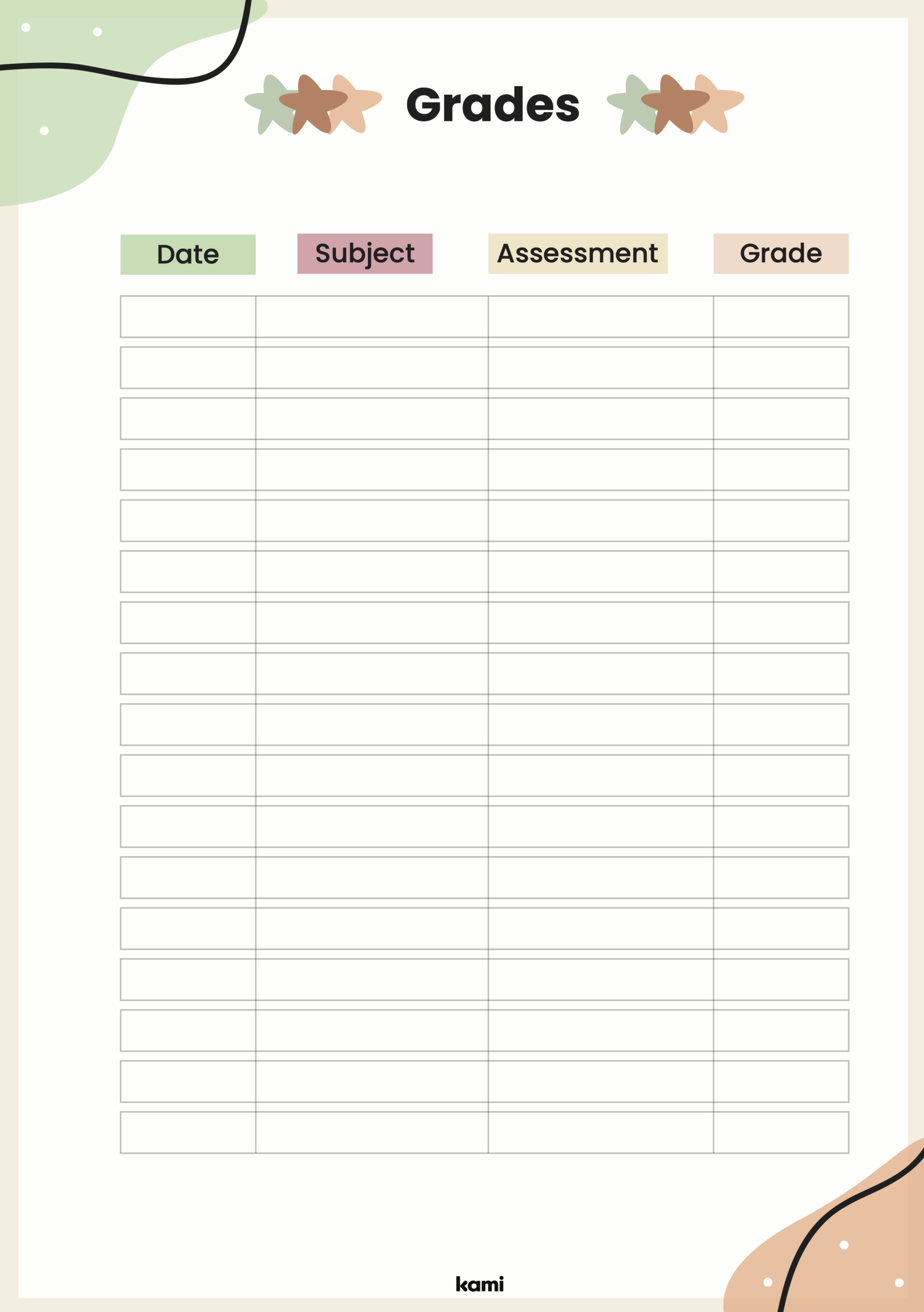 Grade Tracker Fall Colors For Teachers Perfect For Grades 10th 11th 12th 1st 2nd 3rd 4th 5th 6th 7th 8th 9th K Pre K Other Classroom Resources Kami Library