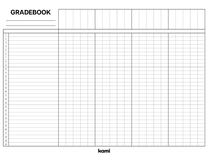 Gradebook 30 Lines Colorful Blank For Teachers Perfect For Grades 10th 11th 12th 1st 2nd 3rd 4th 5th 6th 7th 8th 9th K Pre K Other Classroom Resources Kami Library