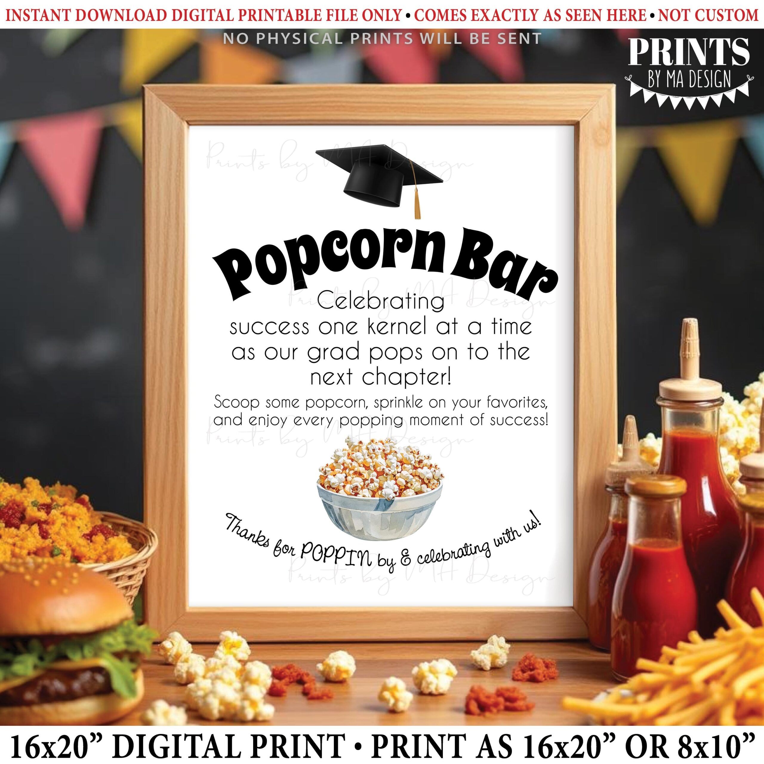 Graduation Popcorn Bar Sign Free Printable