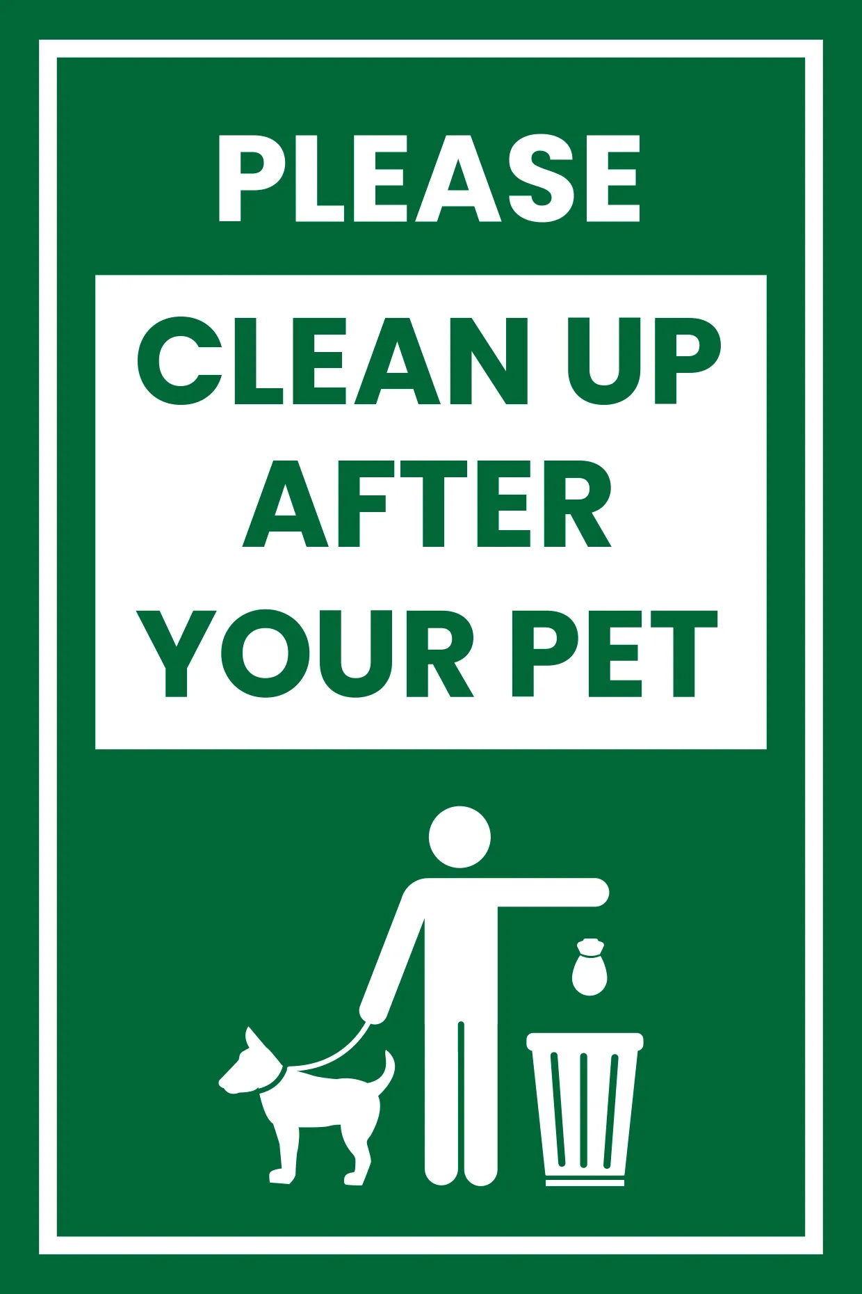 Green Pet Waste Cleanup Reminder Sign Template Square Signs