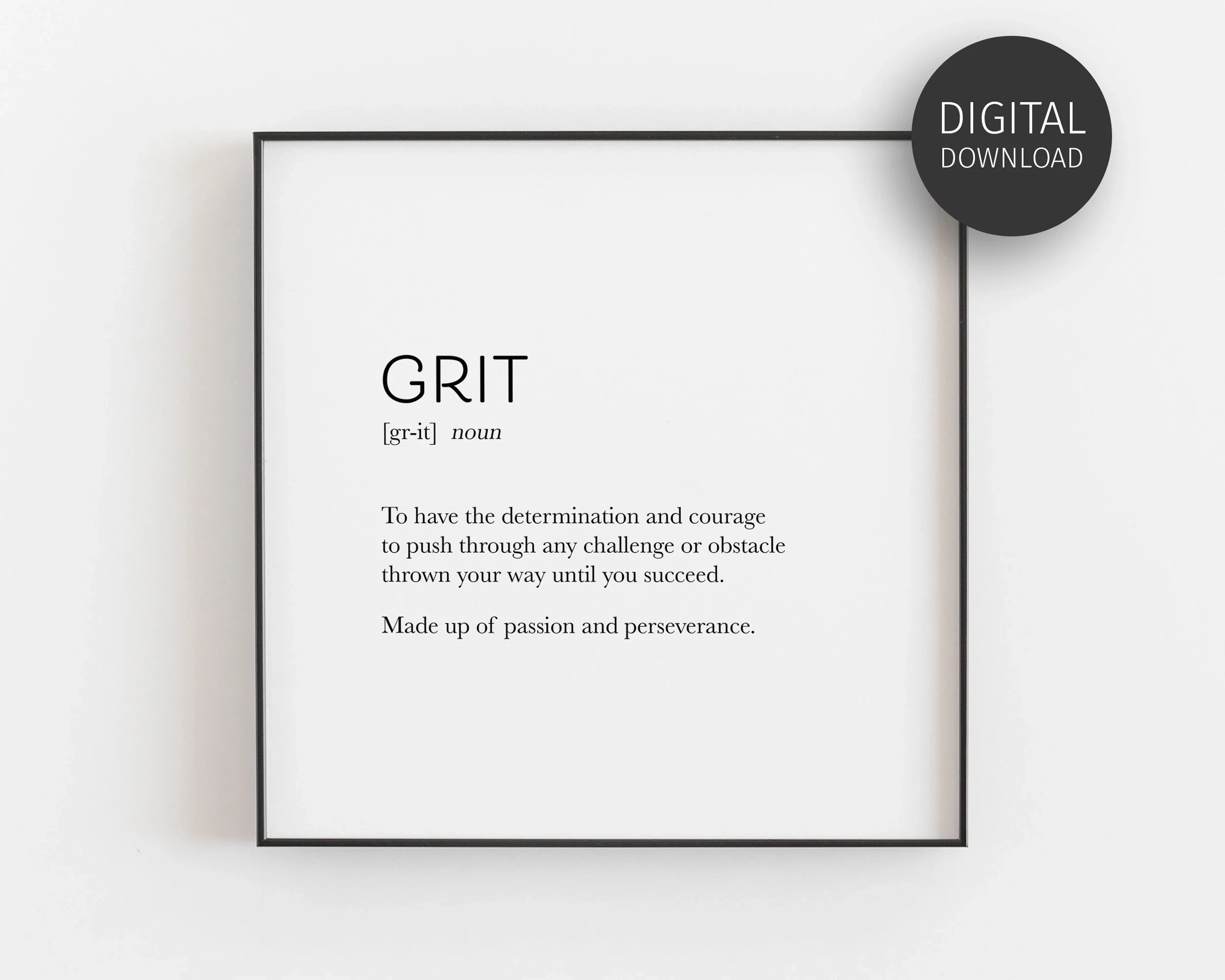 Grit Definition Poster Printable Office Decor Inspirational Wall Art Motivational Quote Determination Print Perseverance Sign Success Etsy