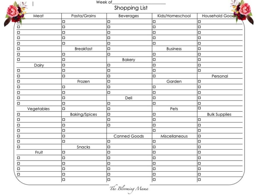 Grocery And Shopping List Digital Printable Download Etsy