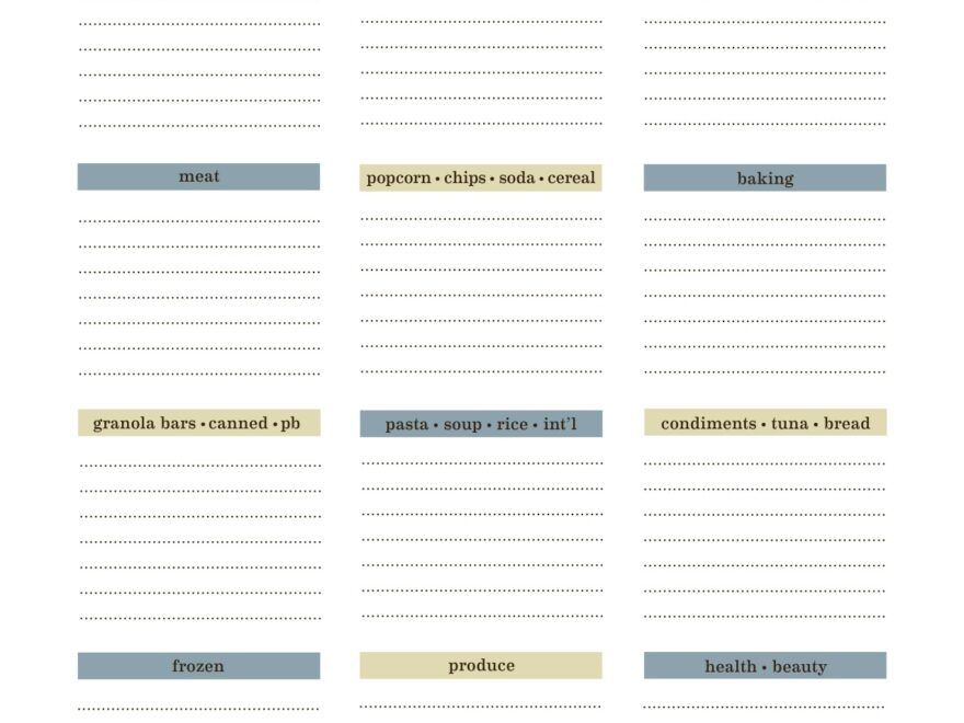 Grocery List Printable
