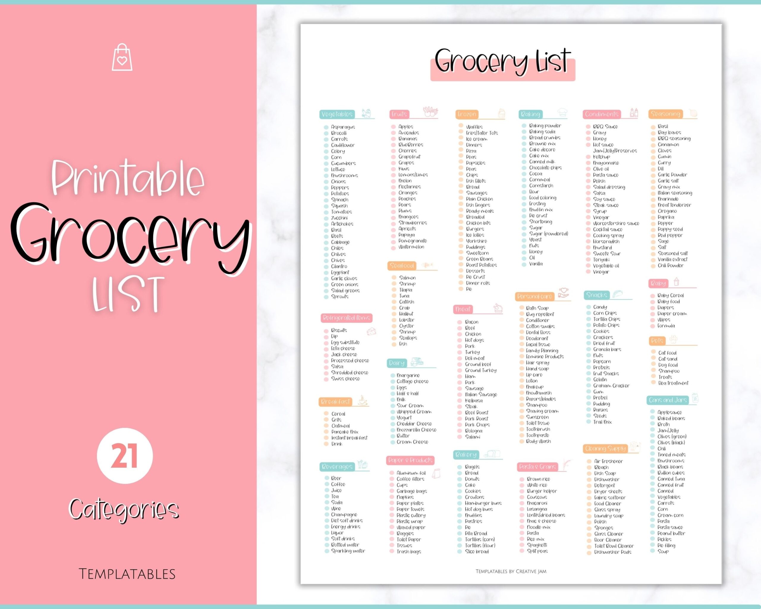 Grocery List Printable Weekly Shopping List Master Colorful Sky Worksheets Library