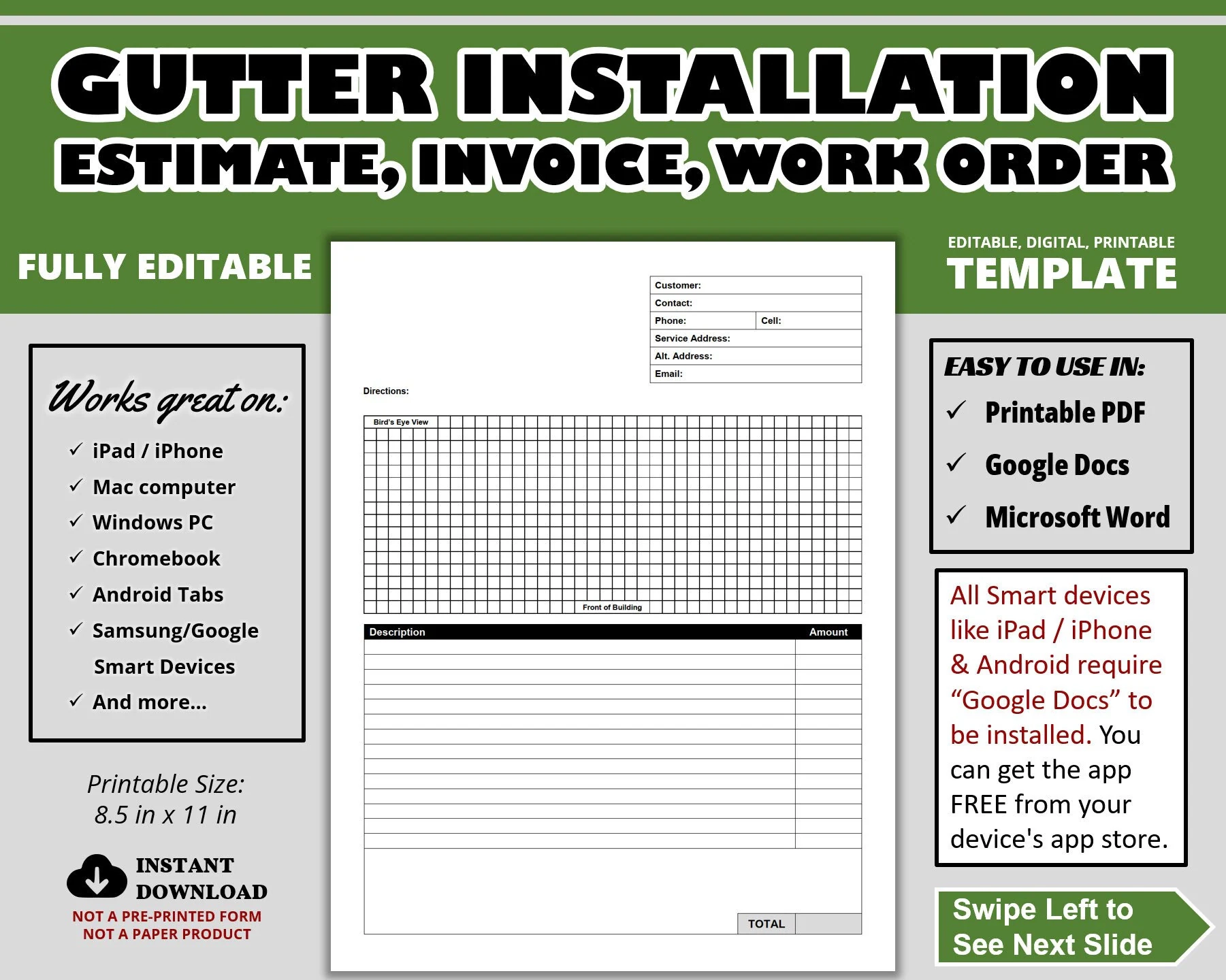 Vinyl Guttering Printable Component List