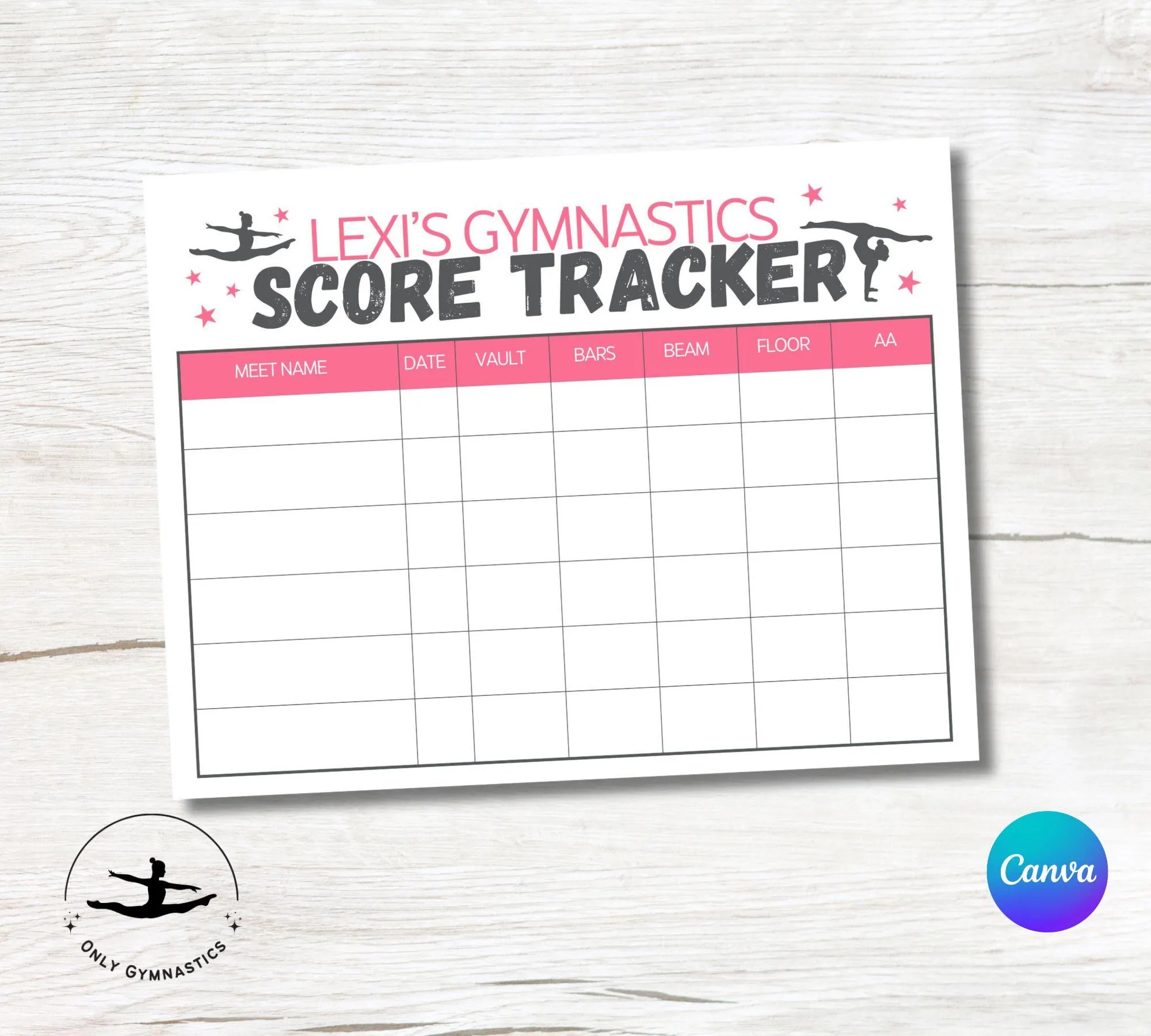 Gymnastics Score Sheet Etsy Gymnastics Score Sheet Etsy