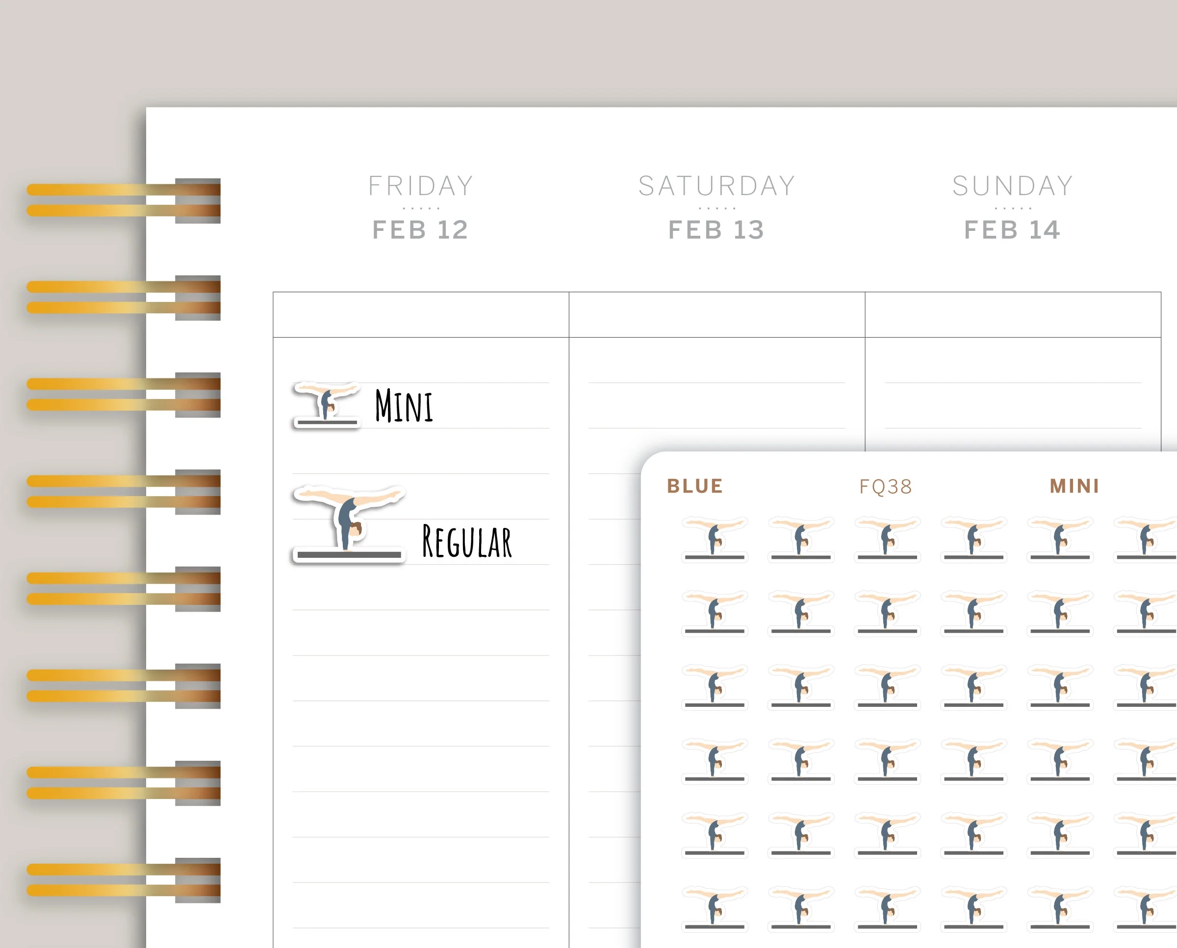 Gymnastics Tumbling Sports Planner Stickers FQ38 Knockout Print Shop