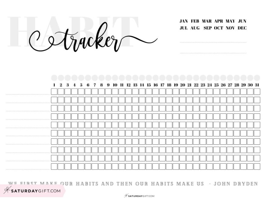 Habit Tracker Printable 43 Cute Free Printable Habit Trackers