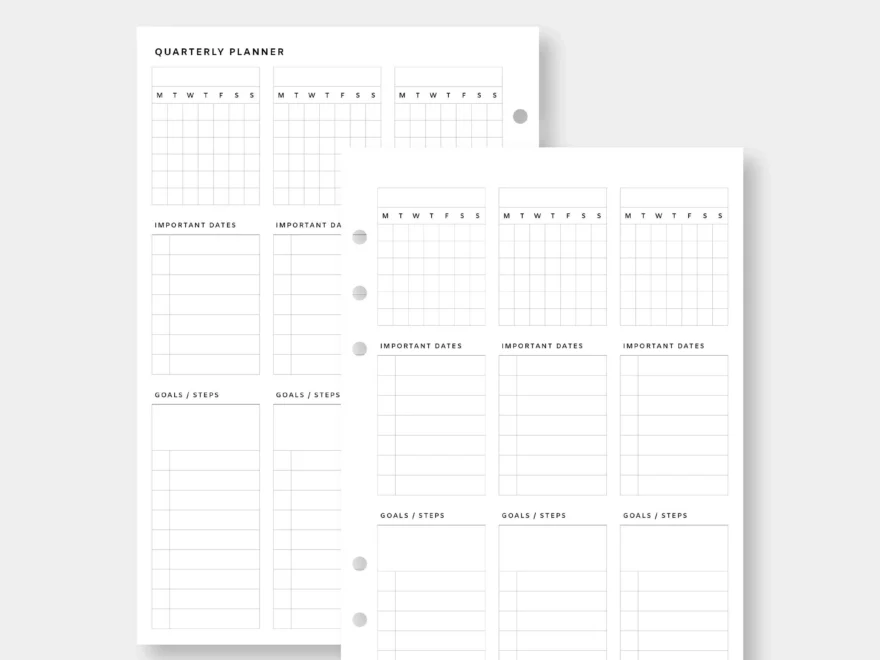 Half Letter Quarterly Planner Printable Etsy