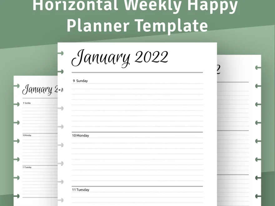 Happy Planner Horizontal Weekly Layout Printable Week On Two Page Template For Happy Planner Classic Big Mini Etsy