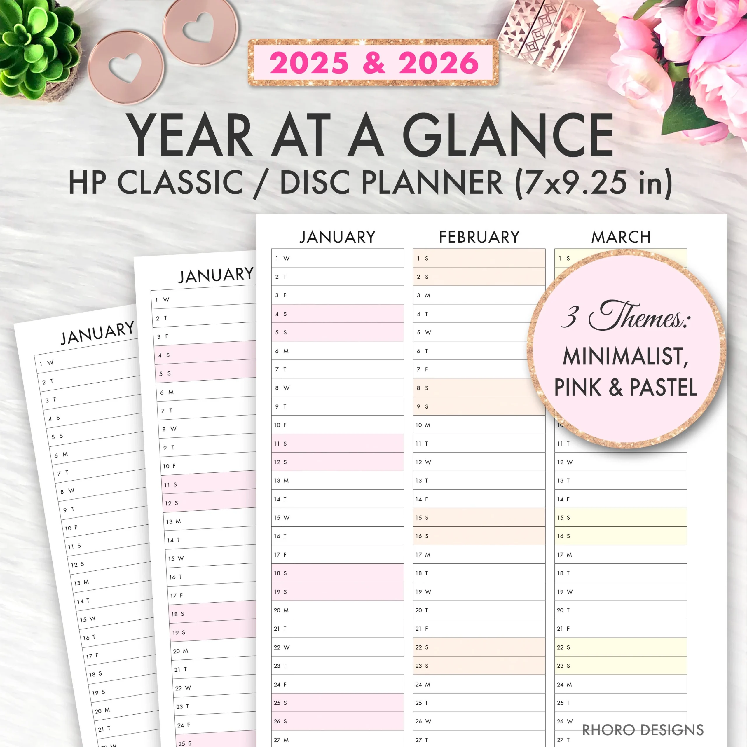 Happy Planner Printable 2025 2026 Year At A Glance Classic Happy Planner Inserts Happy Planner Printable Inserts 2025 2026 Calendar Dated Etsy