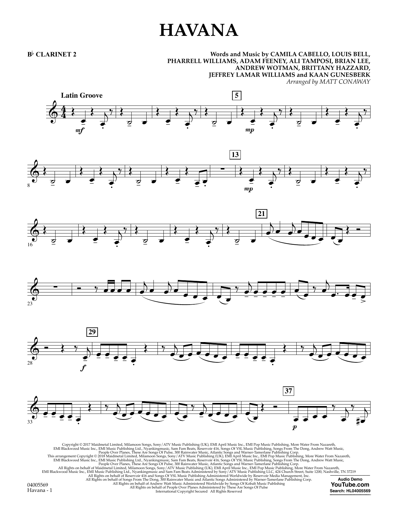 Havana Bb Clarinet 2 By Matt Conaway Sheet Music For Concert Band At Sheet Music Direct