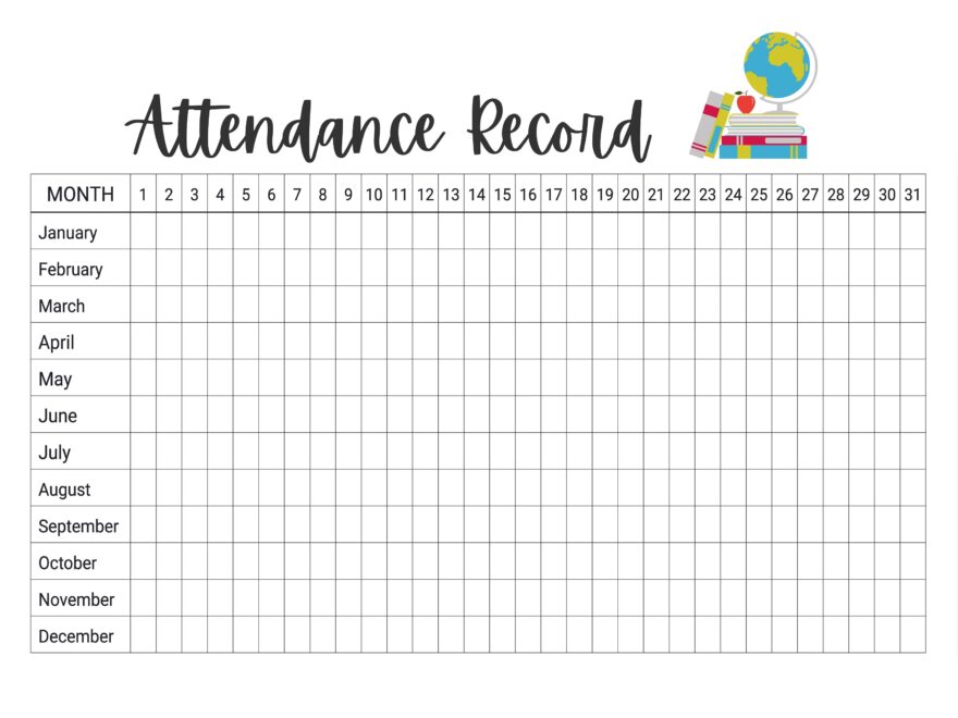 Homeschool Attendance Record Tracker Log Sheet Printable Etsy