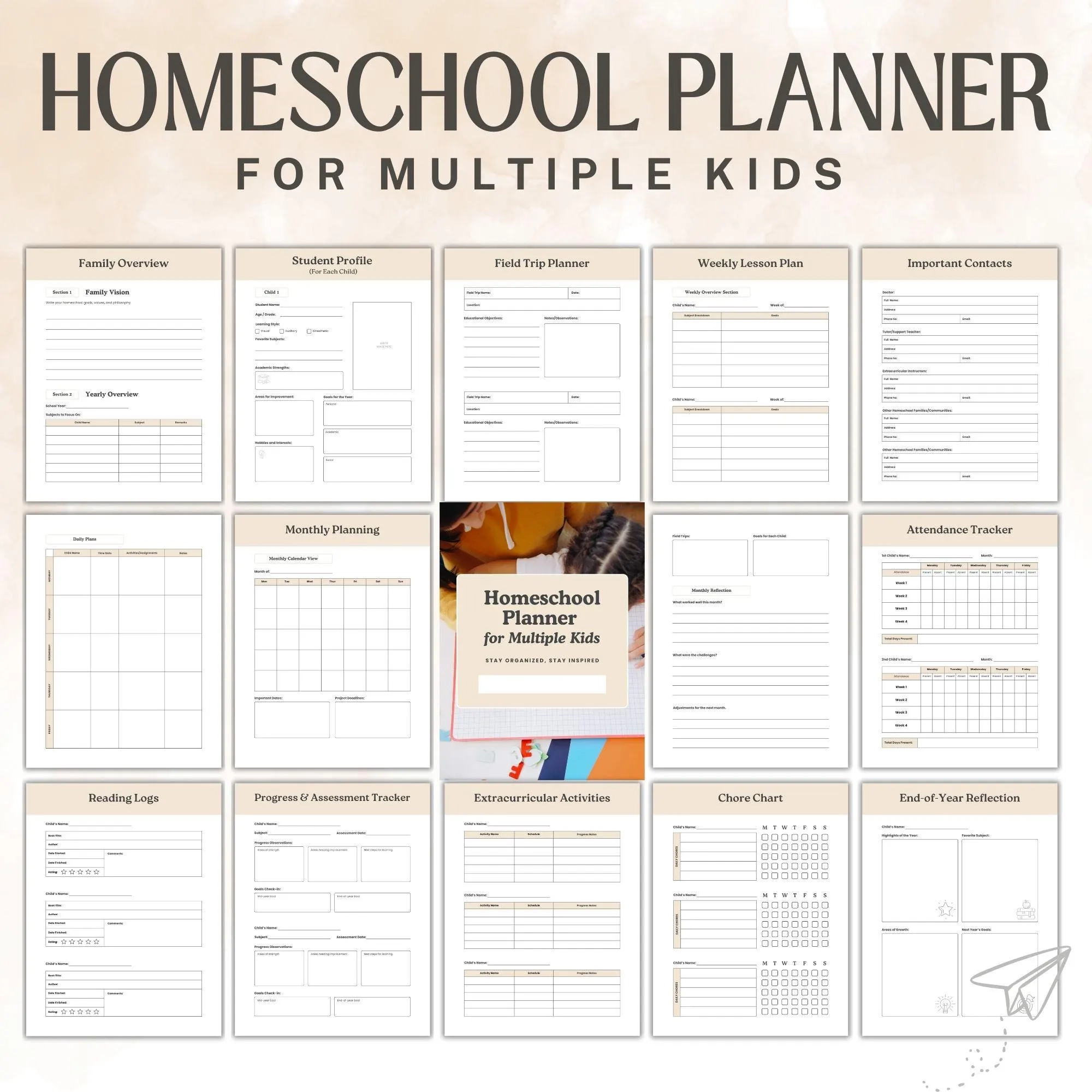Homeschooling Printable Multiple Children Planner