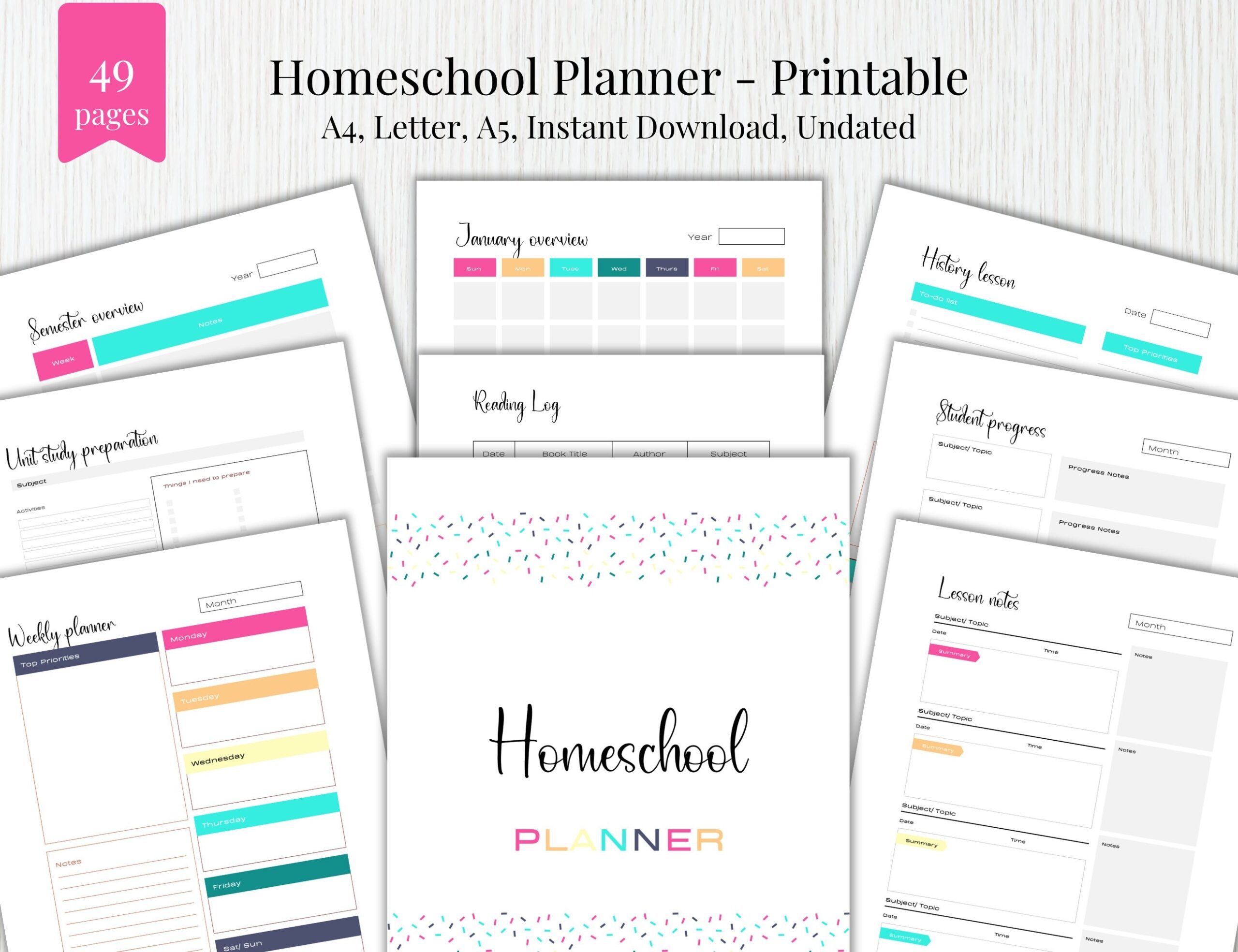 Undated Homeschool Planner Printable