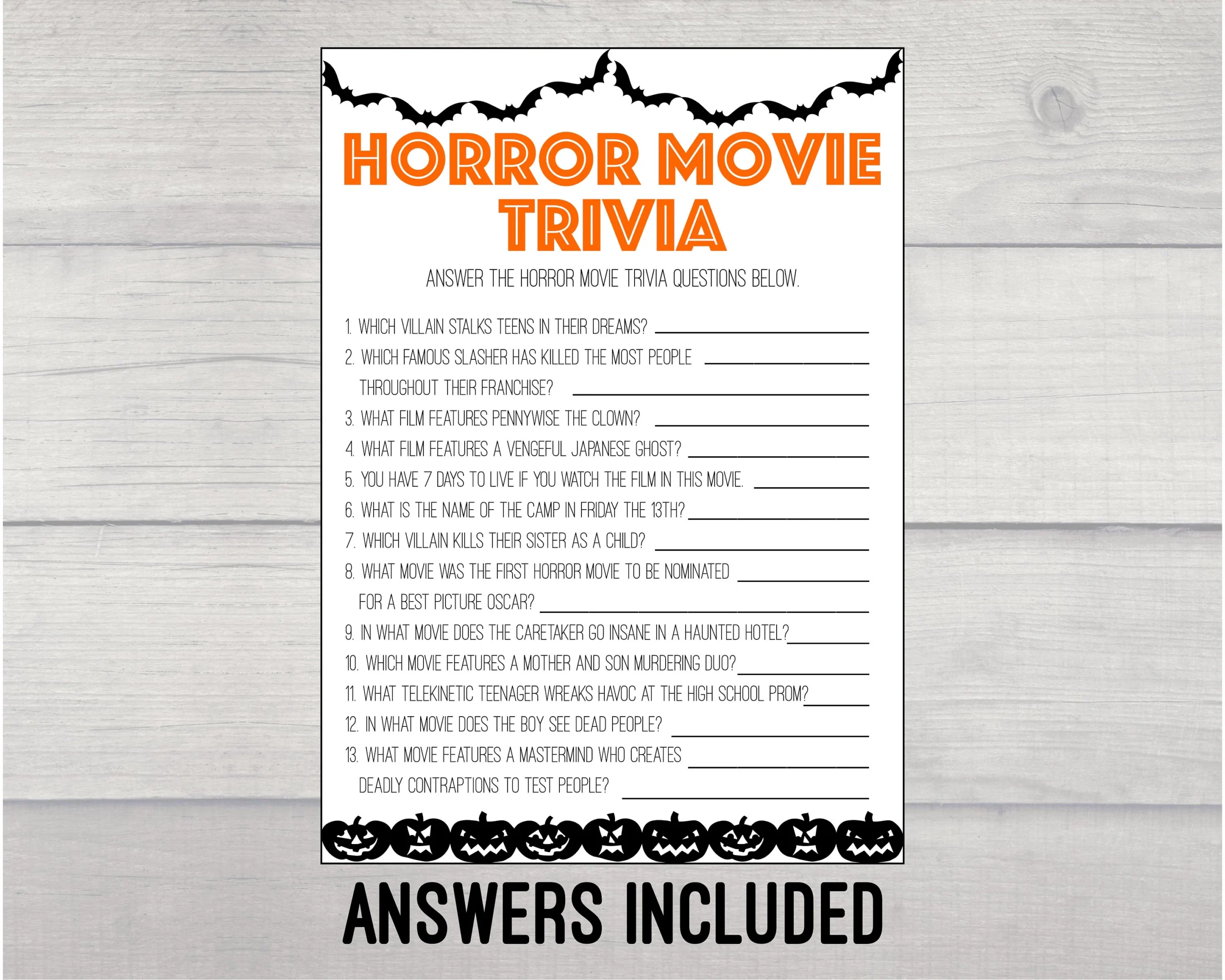 Movie Trivia Games Printable