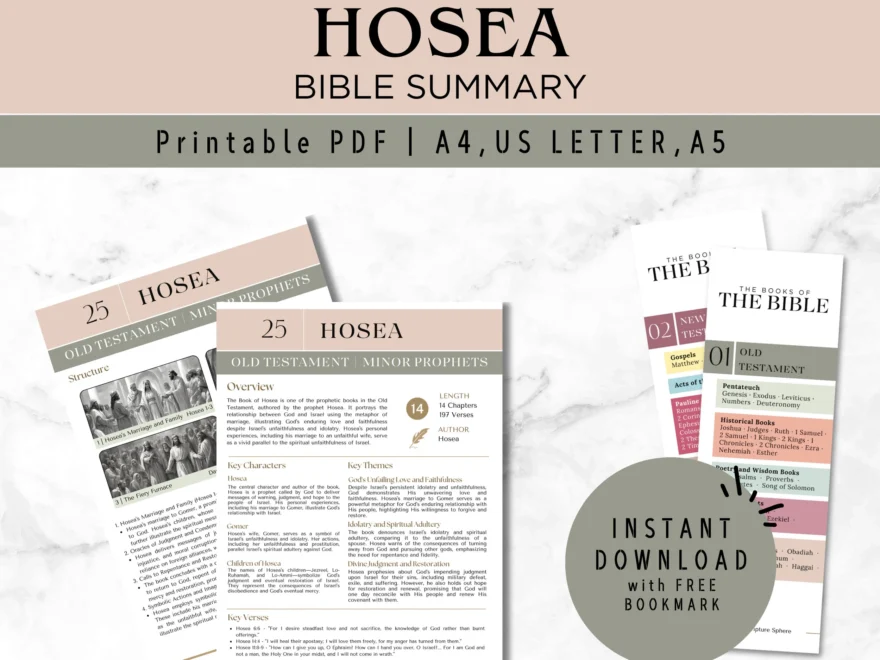 Hosea Bible Summary Printable Old Testament Study Guide digital Download Etsy