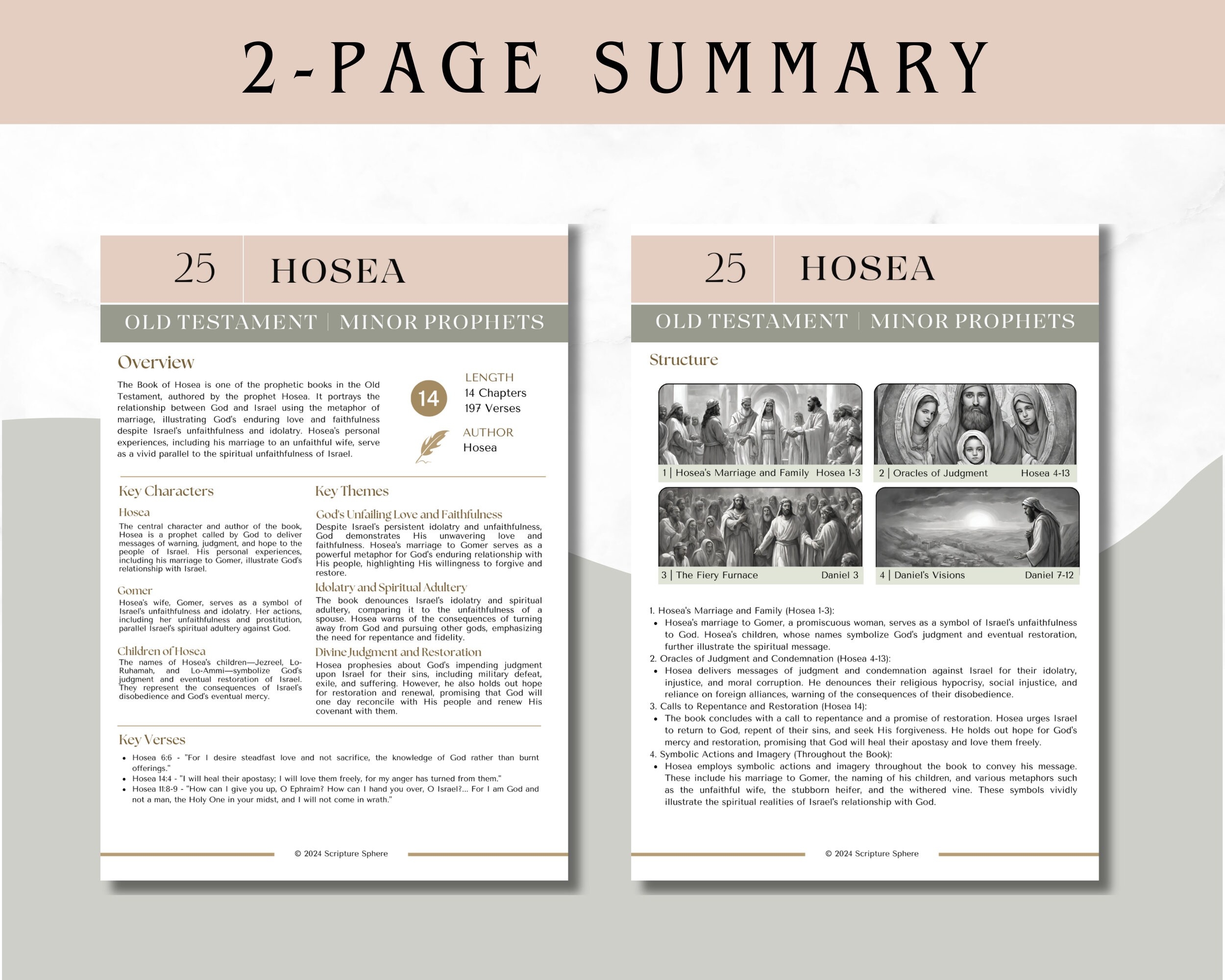 Hosea Bible Summary Printable Old Testament Study Guide digital Download Etsy