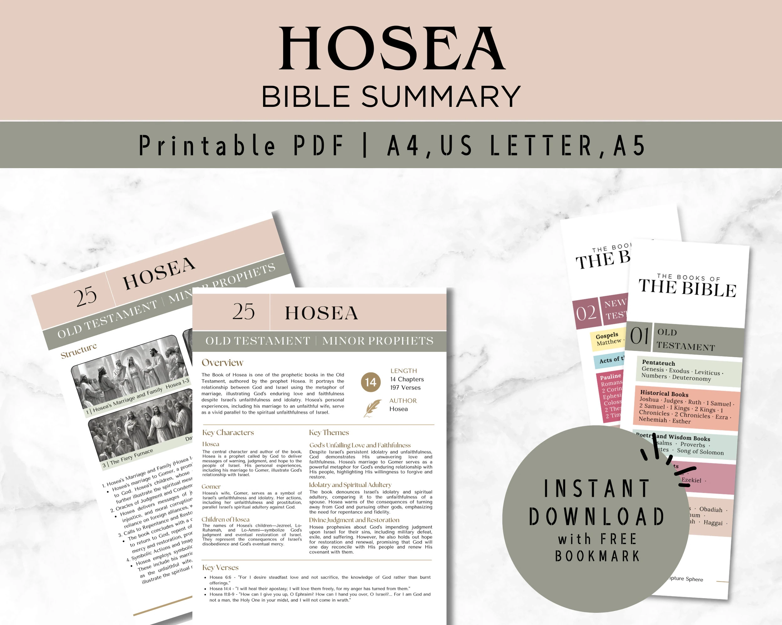 Hosea Bible Summary Printable Old Testament Study Guide digital Download Etsy