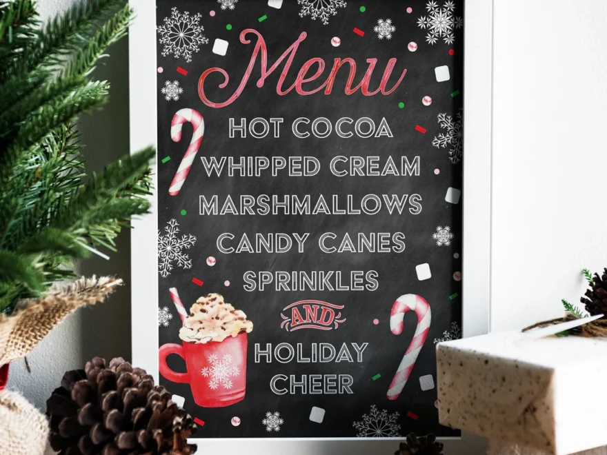 Hot Cocoa Bar Hot Chocolate Bar Printable Menu Sign Chalkboard Ch Inkberry Creative