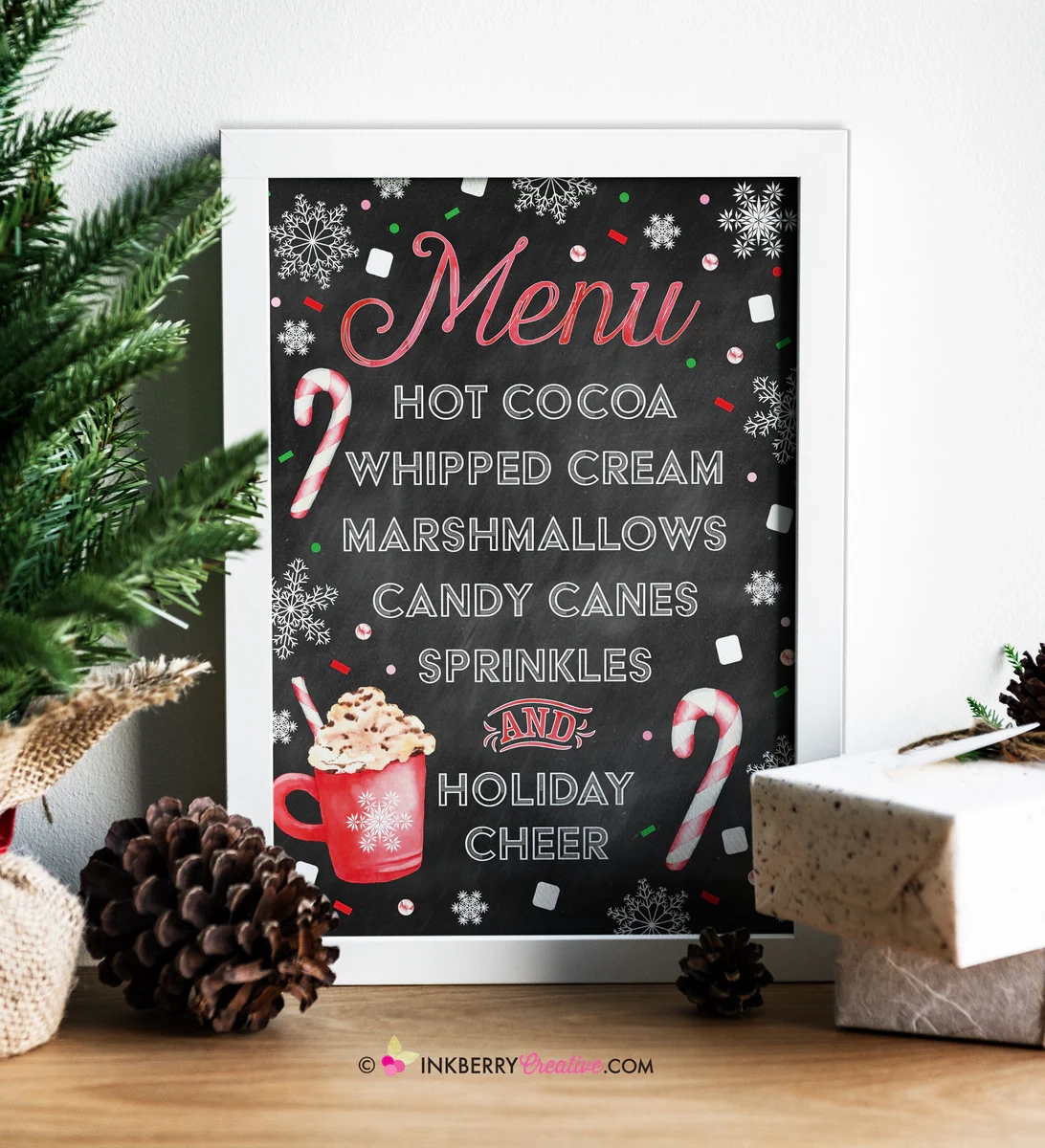 Hot Cocoa Bar Hot Chocolate Bar Printable Menu Sign Chalkboard Ch Inkberry Creative