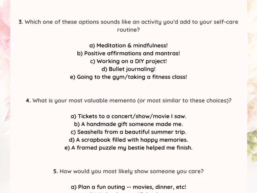 How To Find Your Self Love Language Printable Quiz NunziaDreams