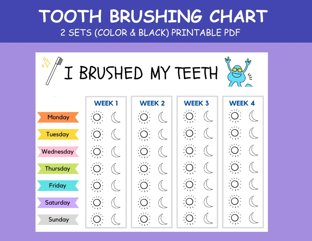 Printable Tooth Brushing Sticker Chart