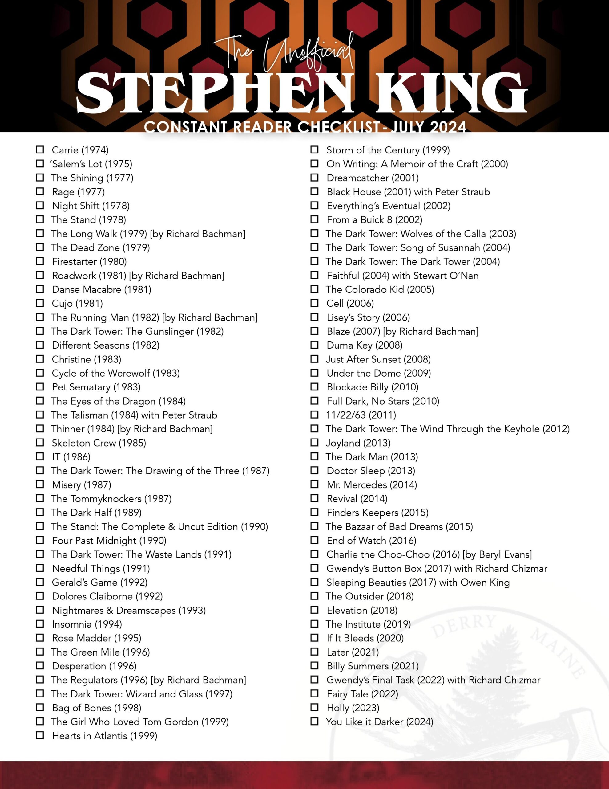 I Designed A Constant Reader Checklist Any Suggestions R stephenking