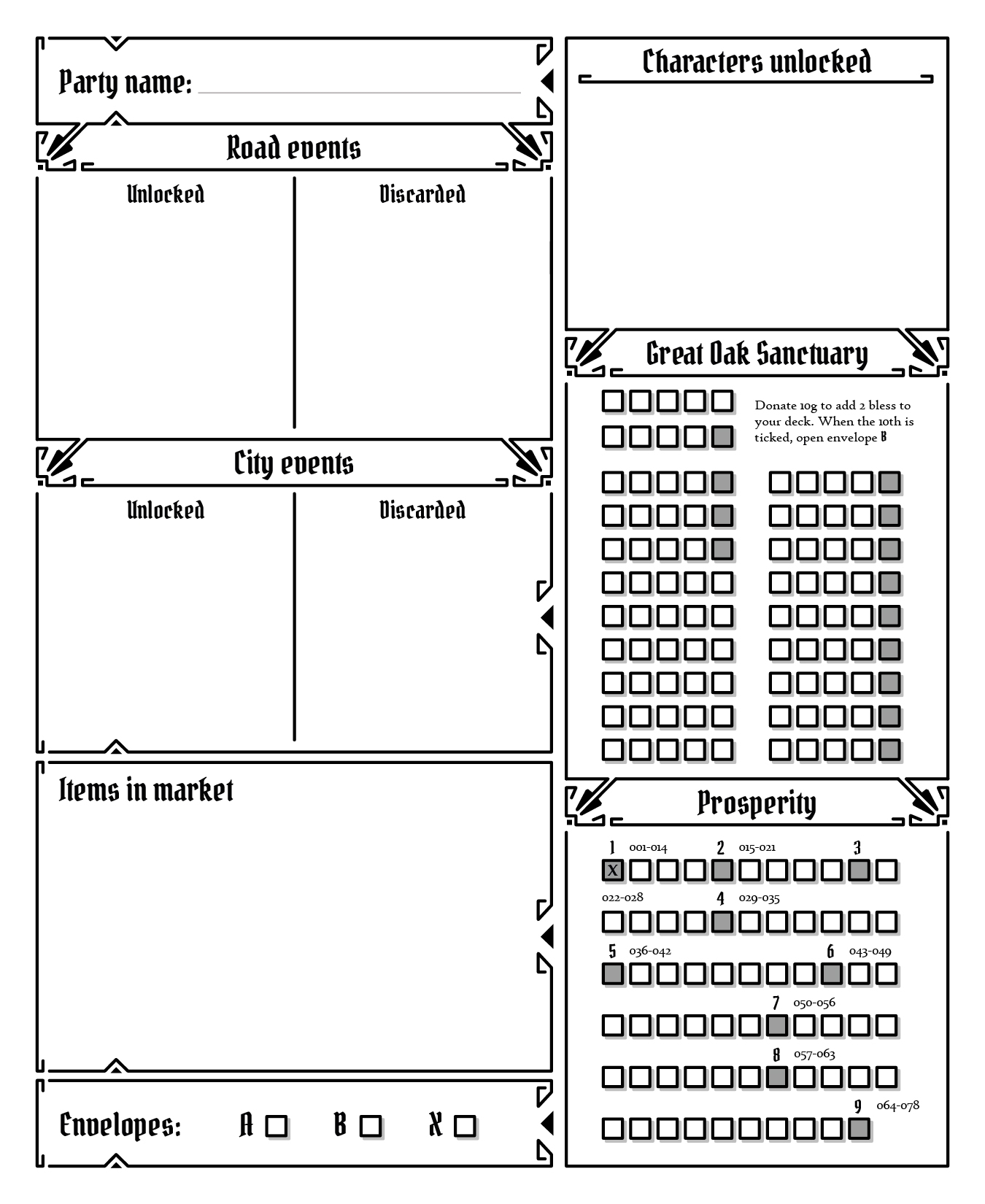 I Have Created A Party Tracker As I Have More Than One Party Atm Open To Suggestions If Something Is Missing R Gloomhaven