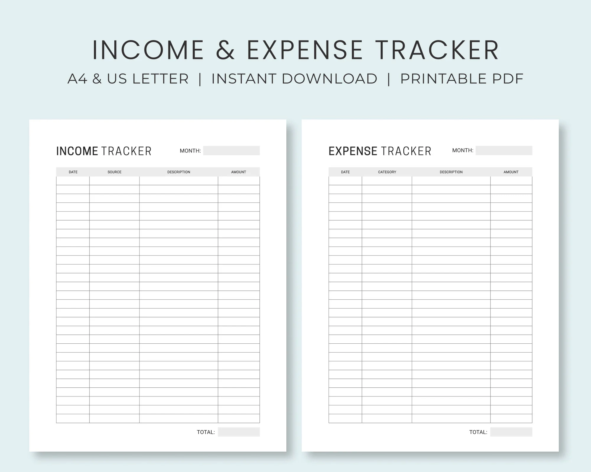 Income Expense Sheet Printable