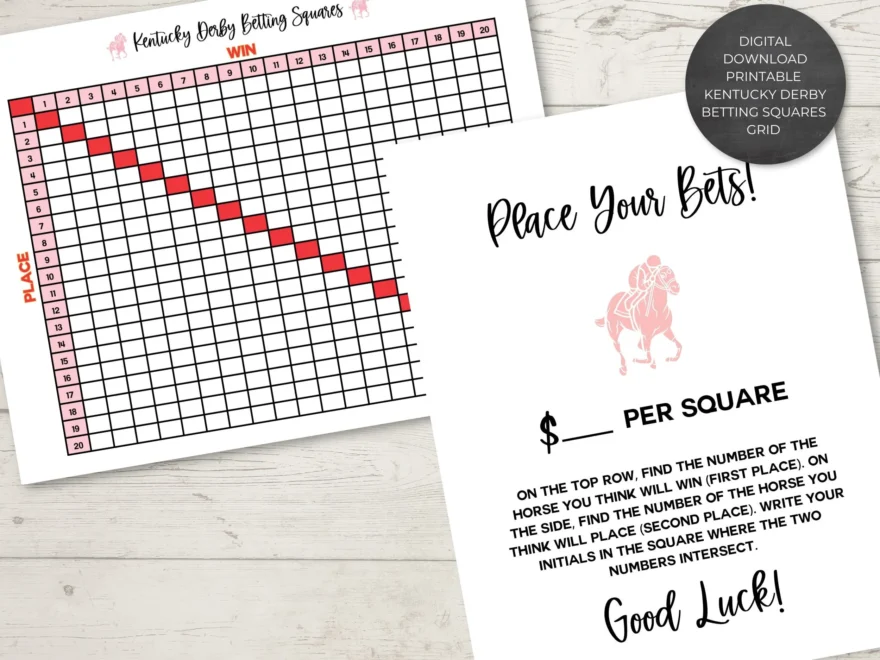 Instant Download Printable Derby Betting Squares Grid Derby Party Bets Derby Activity Squares Letter Size PDF And JPG Etsy